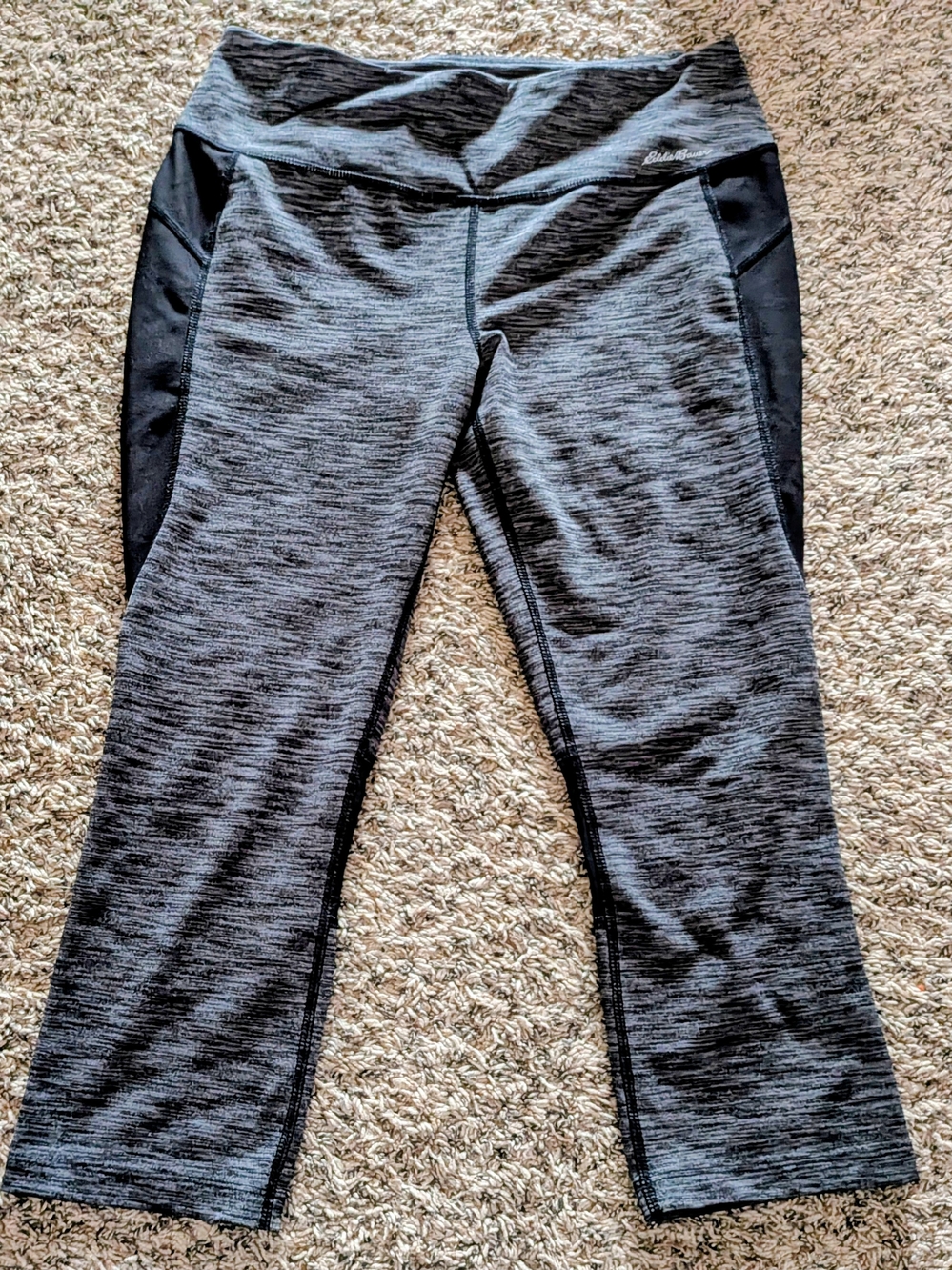 Eddie Bauer Grey Capri Leggings with Black Panels